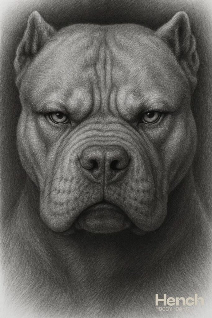Realistic pencil portrait of a grey dog